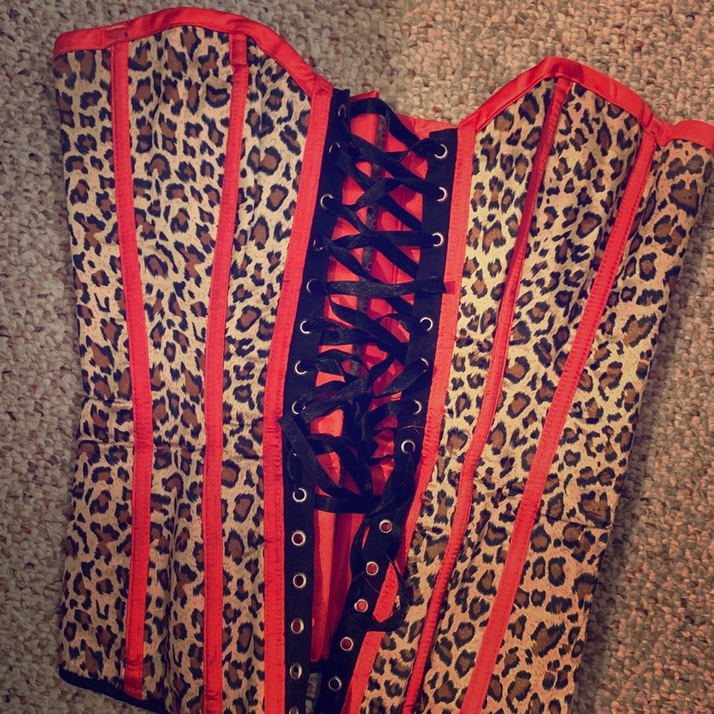 Cheetah & Red Reversible Corset- size Small